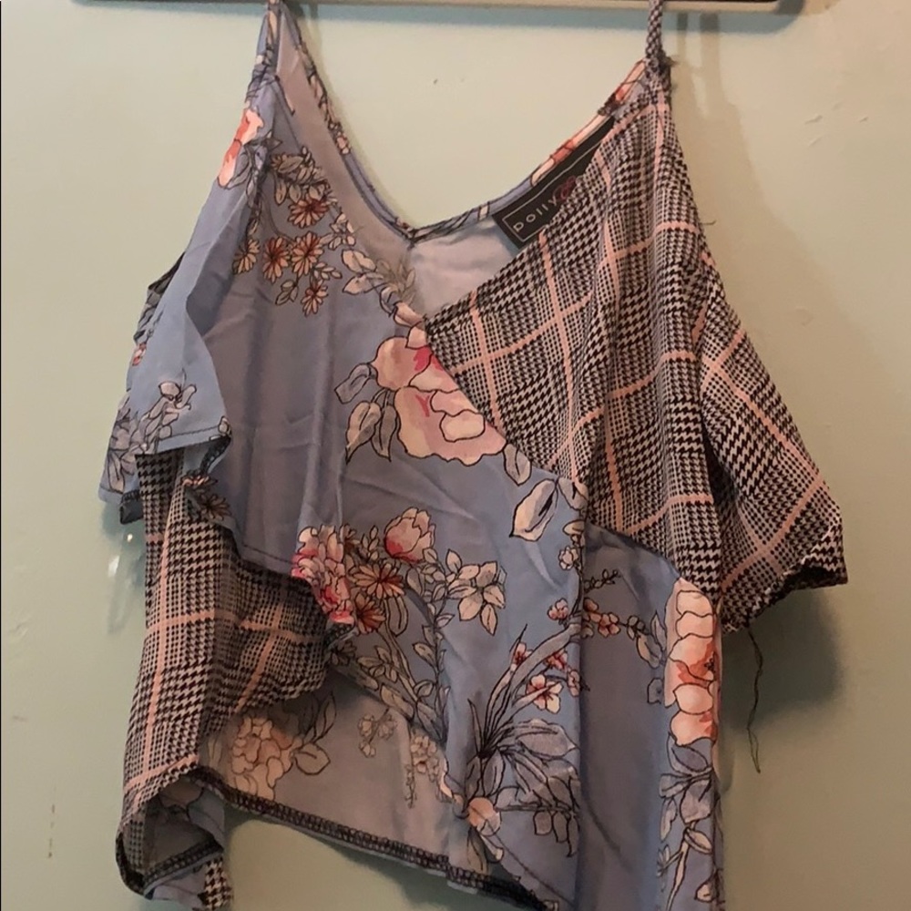 Multi patterned spaghetti strapped crop top